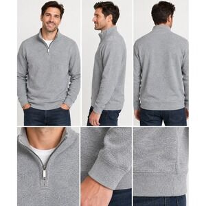 Sonoma Goods For Life Mens Heathered Grey Quarter Zip Pullover L Tall